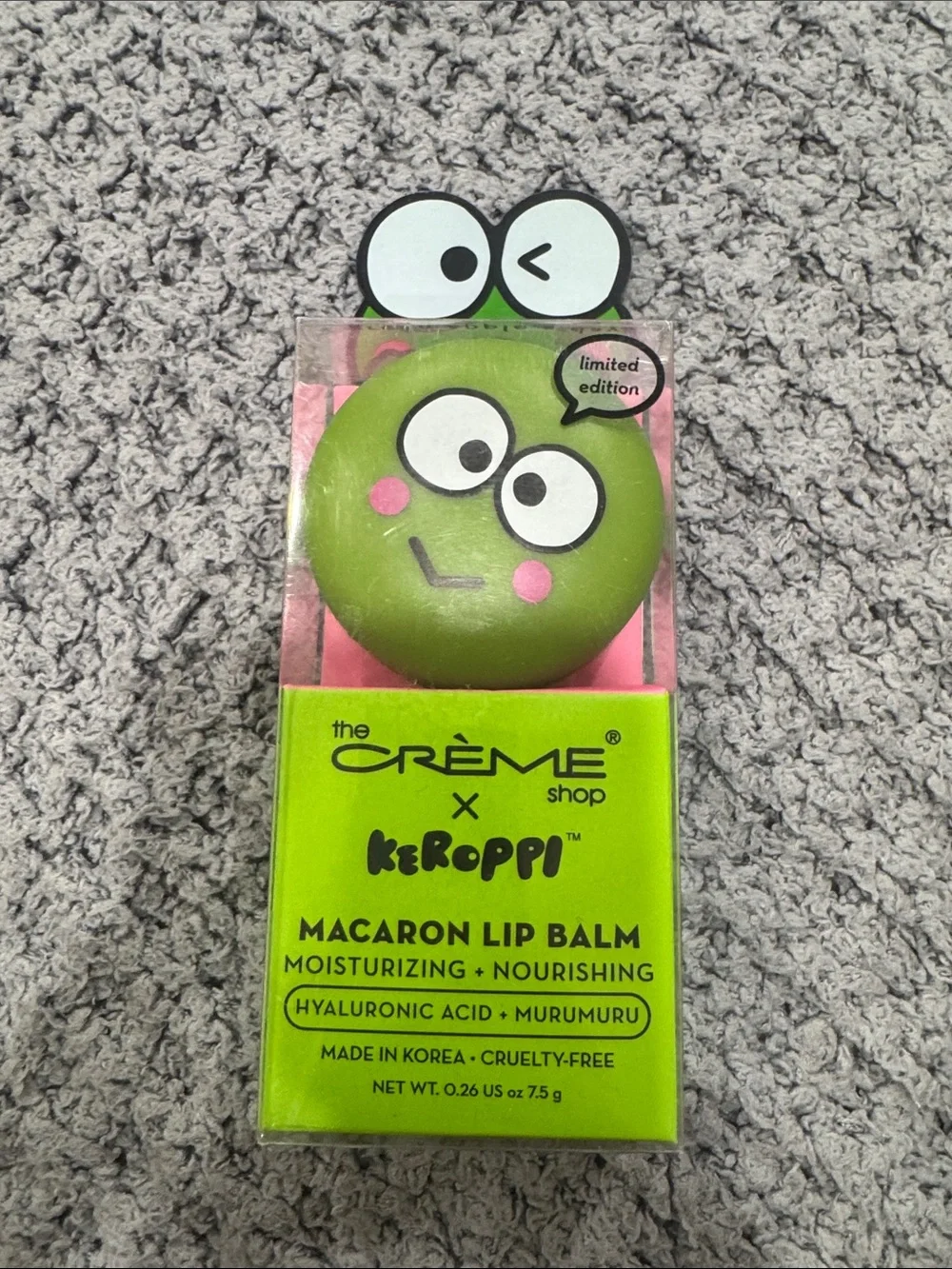 The Crème Shop x Sanrio Keroppi Macaron Lip Balm, Green Apple A Day